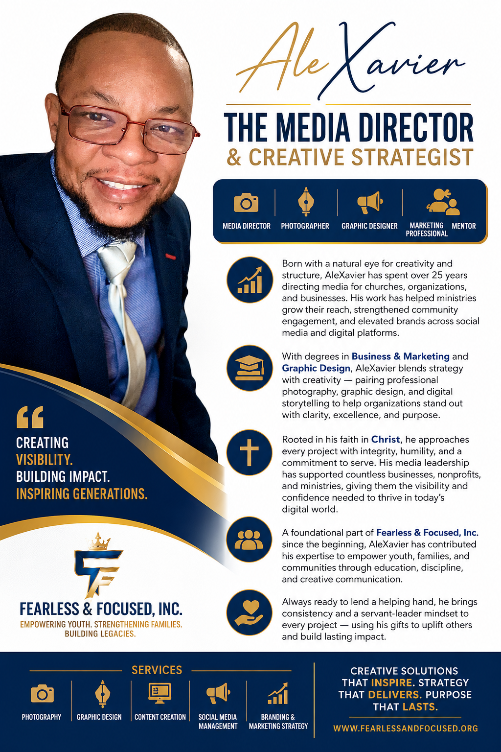 Alexander ‘AleXavier’ Lorde, Board Member, Media Director and Creative Strategist for Fearless and Focused, Inc.