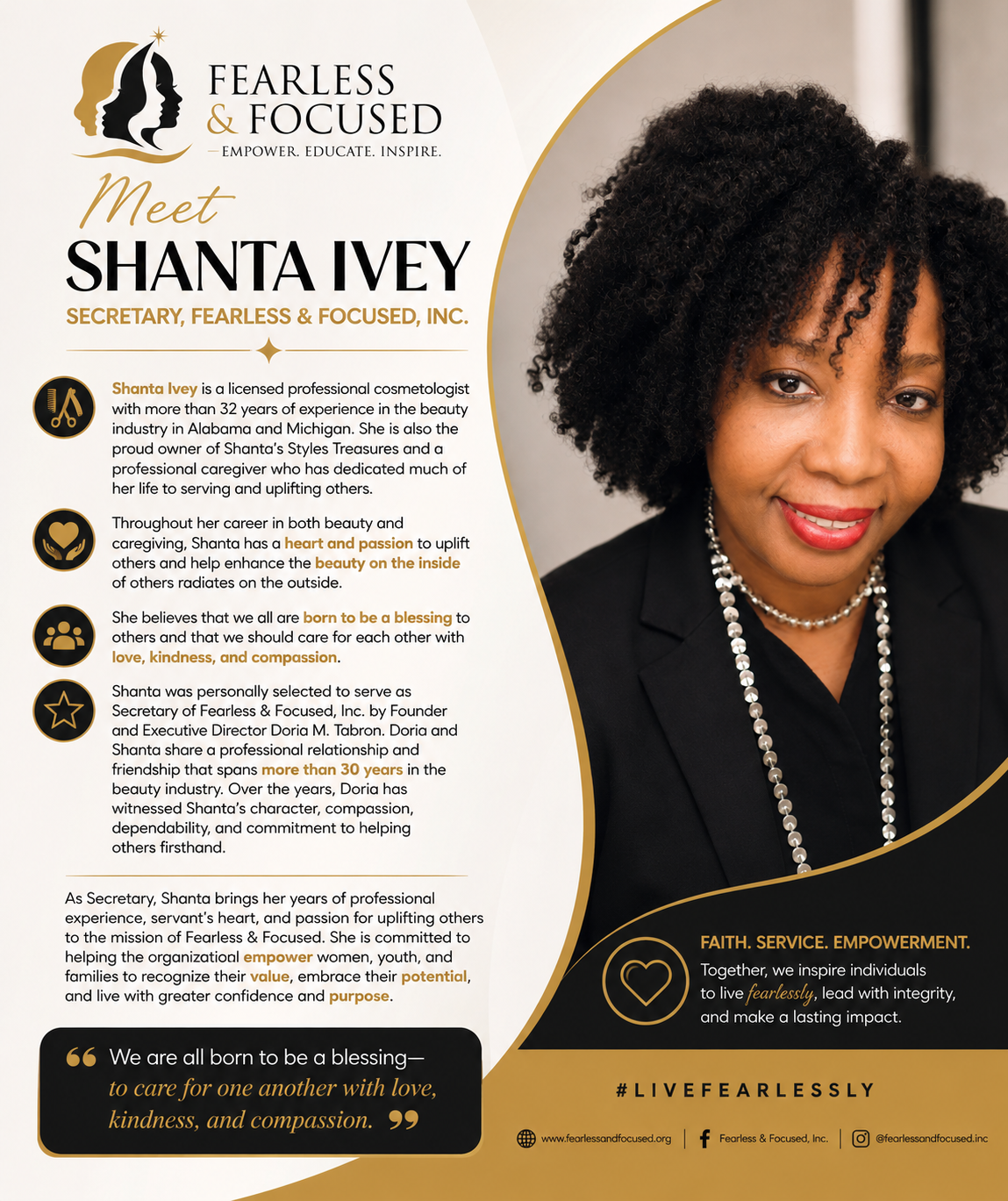 Shanta Ivey, Secretary of Fearless and Focused, Inc.